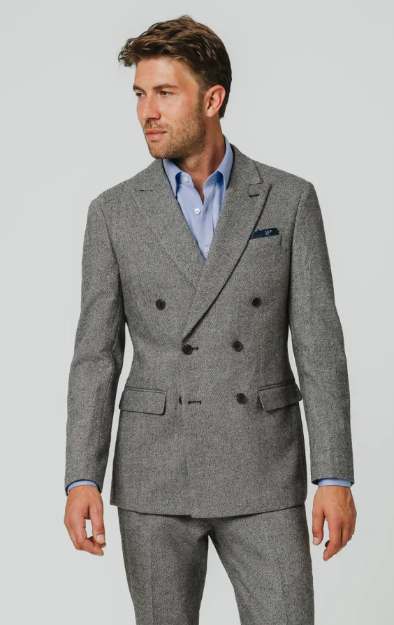 Grau Twill Tweed Anzug Grau Twill Tweed Anzug