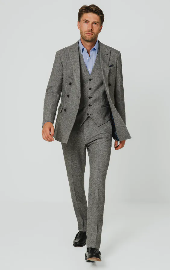 Grau Twill Tweed 3-Teilig Anzug - photo 1 Grau Twill Tweed 3-Teilig Anzug - photo 1
