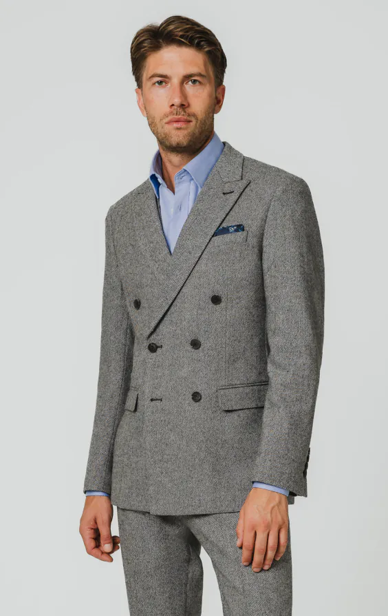 Grau Twill Tweed 3-Teilig Anzug Grau Twill Tweed 3-Teilig Anzug