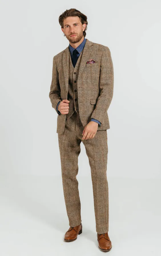 Harris Tweed Anzug Braun, Großes Karo - photo 1
