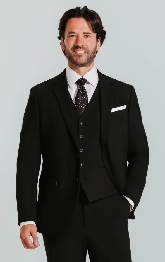 Anzug, Schwarz, Slim-Fit, 3-Teilig Anzug, Schwarz, Slim-Fit, 3-Teilig