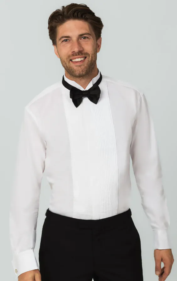 Smokinghemd, Smokingkragen, gefältelte Hemdbrust, Slimfit, 100% Baumwolle