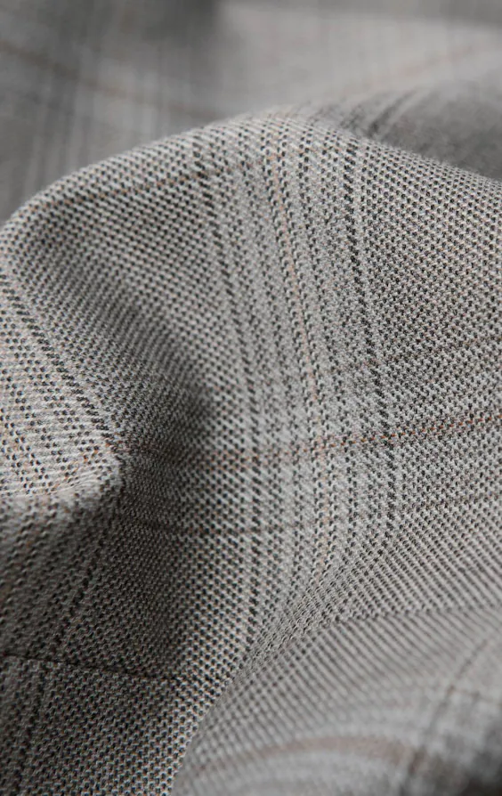 Taupefarbenes kariertes Anzug Jackett mit Steigendem Revers - photo 6 Taupefarbenes kariertes Anzug Jackett mit Steigendem Revers - photo 6