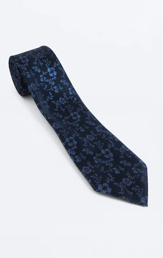 Marineblaue Krawatte mit Blumenmuster - photo 2 Marineblaue Krawatte mit Blumenmuster - photo 2