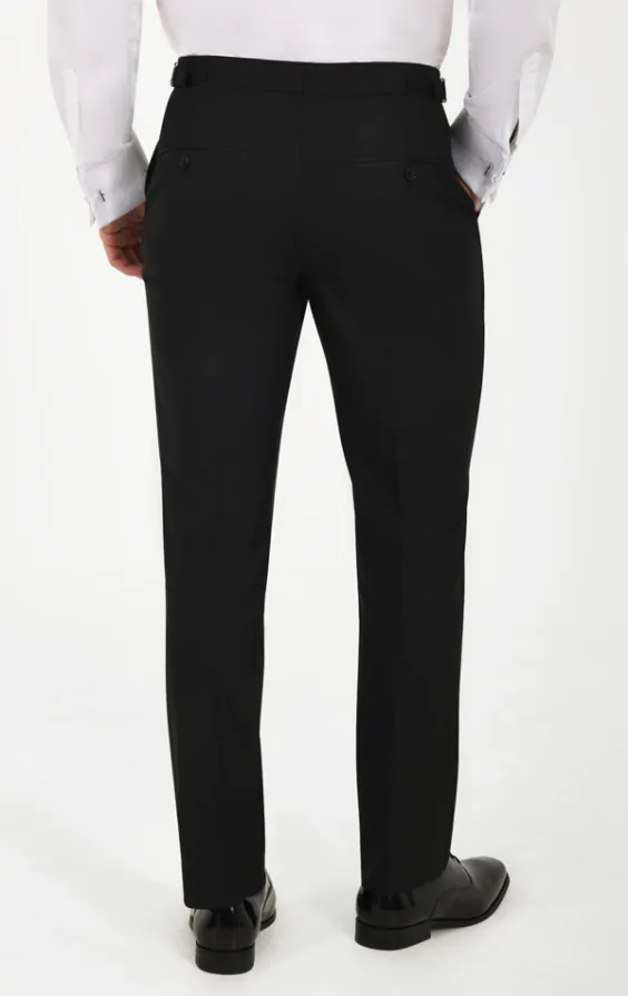 Dobell Schwarze Slim Fit Smoking-Hose mit Satin-Seitenstreifen - photo 2 Dobell Schwarze Slim Fit Smoking-Hose mit Satin-Seitenstreifen - photo 2