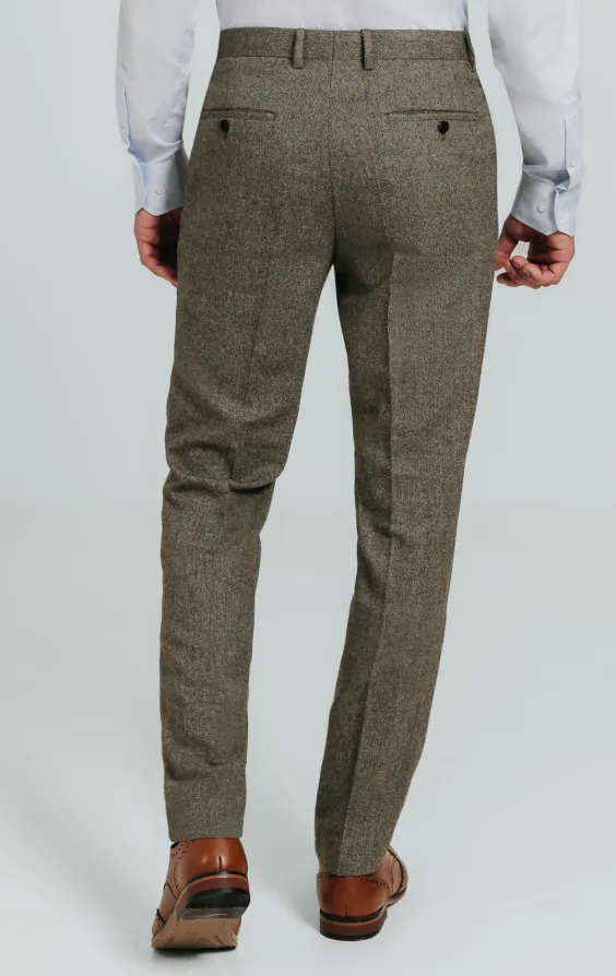 Salbeigrün Fischgrätenmuster Tweed Anzug Hose - photo 2