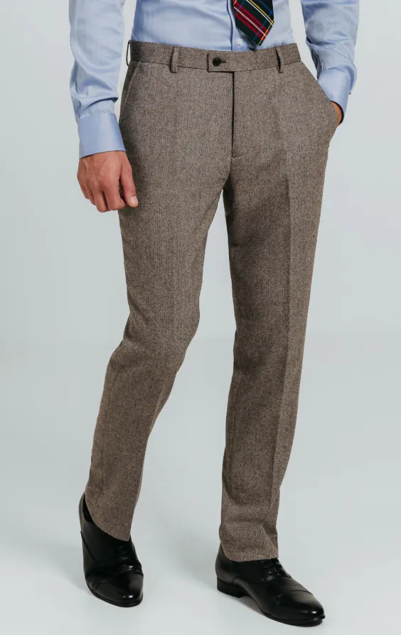 Braun Fischgrätenmuster Tweed Anzug - photo 6
