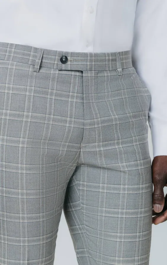 Grau mit Braunem Karo Anzug Hose - photo 1