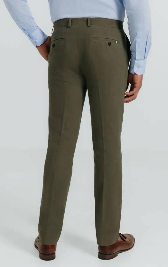 Grün Anzughose aus Leinen-Twill - photo 2
