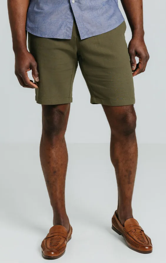 Grün Shorts aus Leinen-Twill
