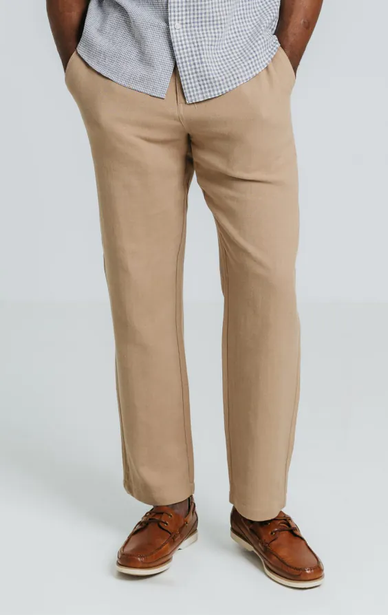 Hellbraune Hose aus Leinen-Twill