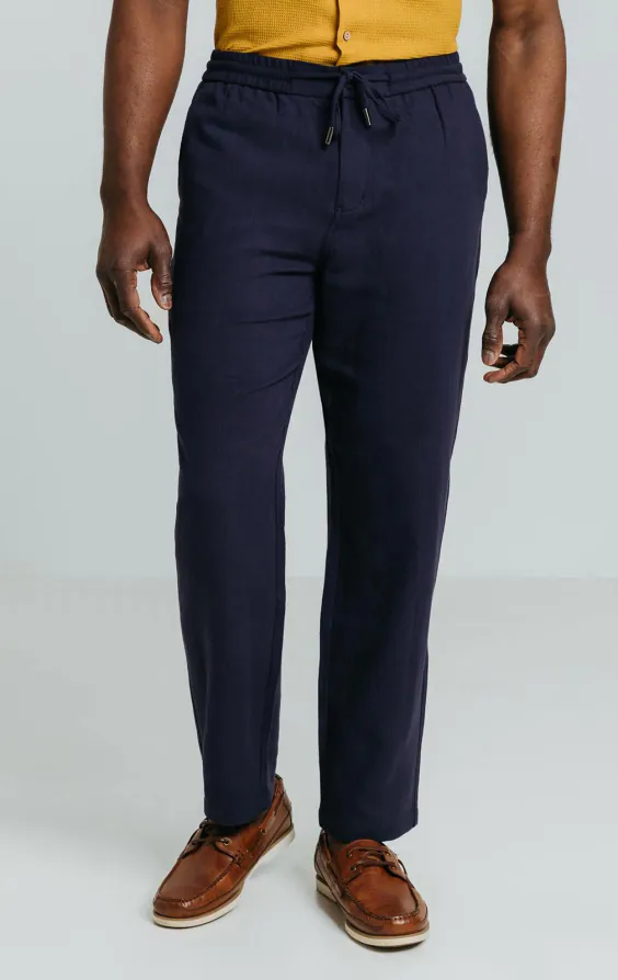 Marineblaue Hose aus Leinen-Twill - photo 1