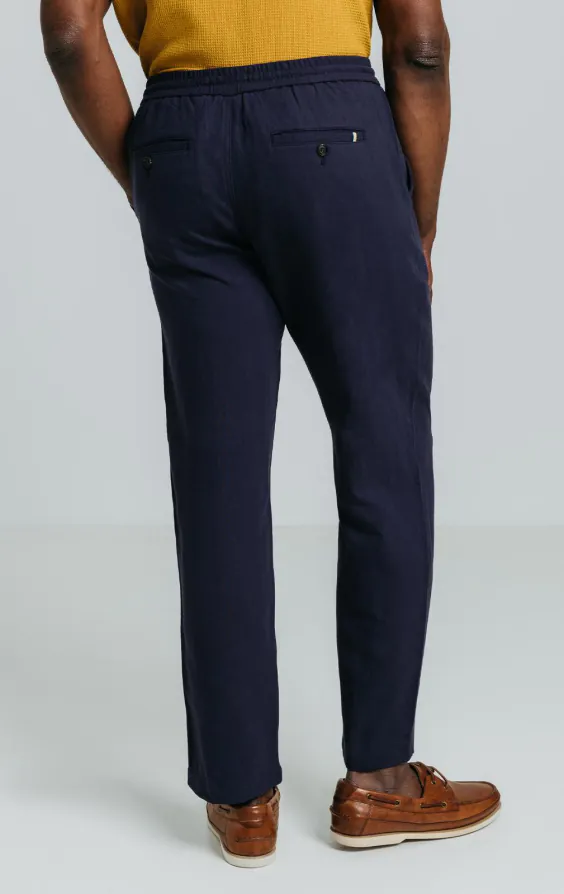Marineblaue Hose aus Leinen-Twill - photo 3