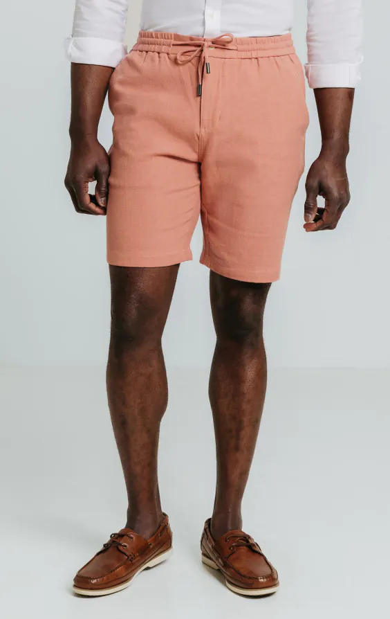 Korallenrote Shorts aus Leinentwill - photo 1