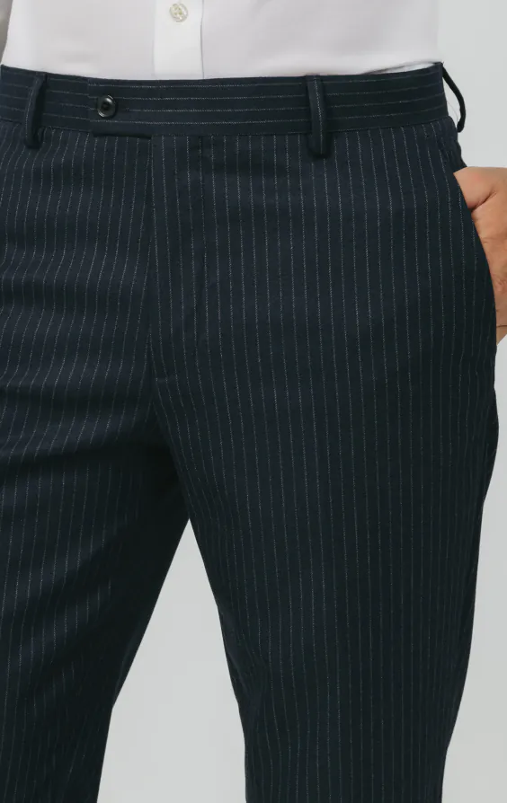 Marineblaue mit Kreidestreifen Anzug Hose - photo 1