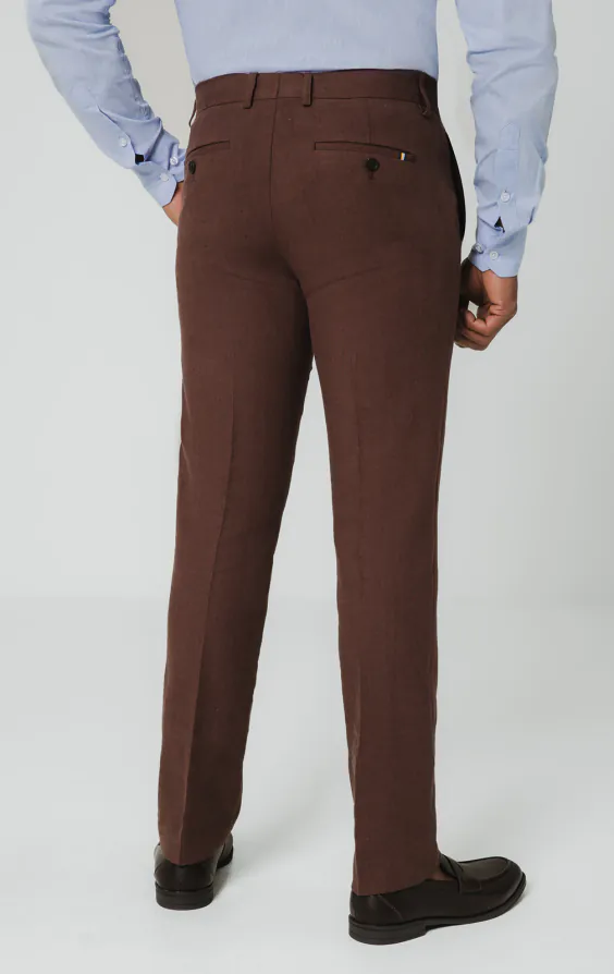 Mokka Anzughose aus Leinen - photo 2
