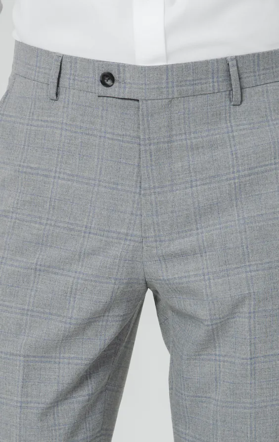 Hellgrau-blau Karierter Anzug Hose - photo 1 Hellgrau-blau Karierter Anzug Hose - photo 1