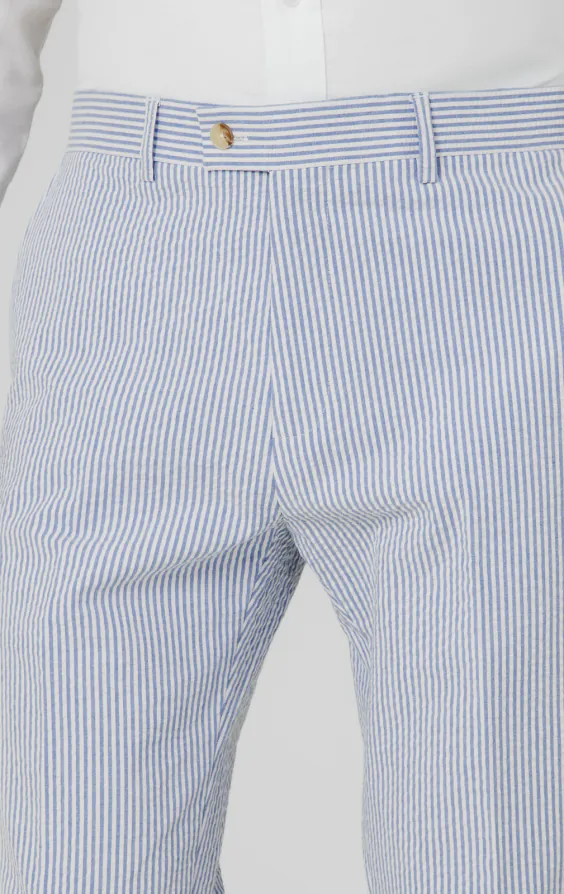 Blau-weiße Seersucker-Anzughose - photo 1 Blau-weiße Seersucker-Anzughose - photo 1