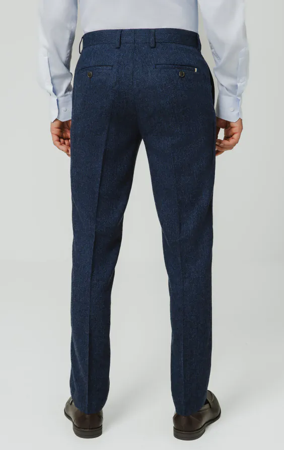 Blaue Fischgrätenmuster Tweed Anzug Hose - photo 2