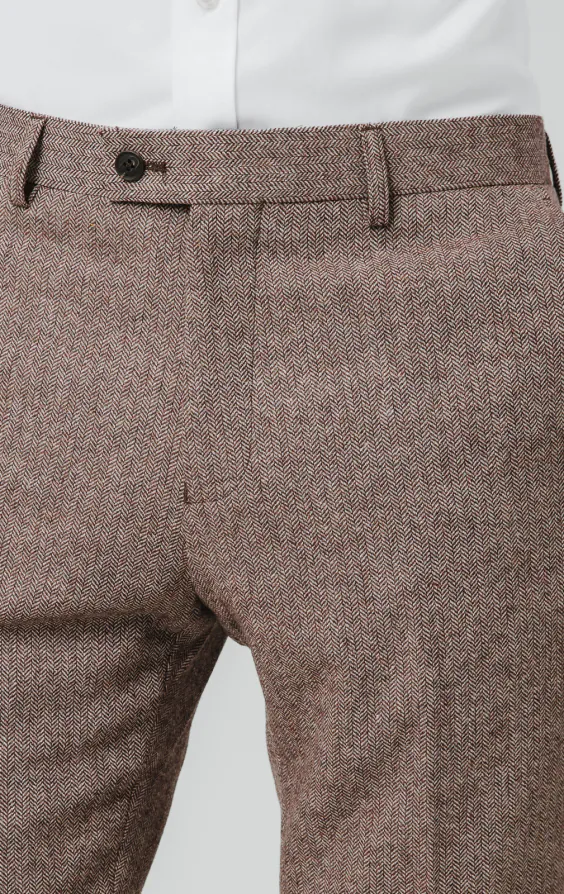 Rotholze Fischgrätenmuster Tweed Anzug Hose - photo 1 Rotholze Fischgrätenmuster Tweed Anzug Hose - photo 1
