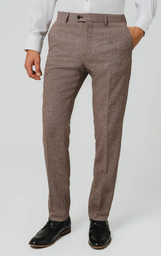 Rotholze Fischgrätenmuster Tweed Anzug Hose Rotholze Fischgrätenmuster Tweed Anzug Hose