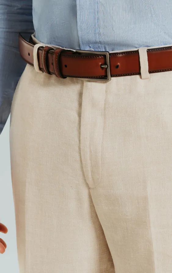 Dobell Leinen Hose, Cremefarben - photo 1