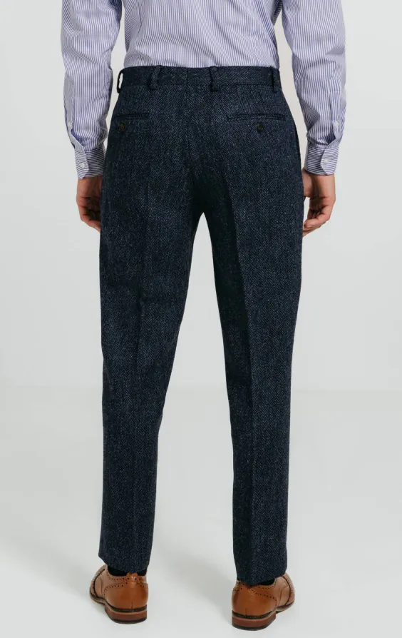 Harris Tweed Hose, Fischgrätenmuster, Blau - photo 2
