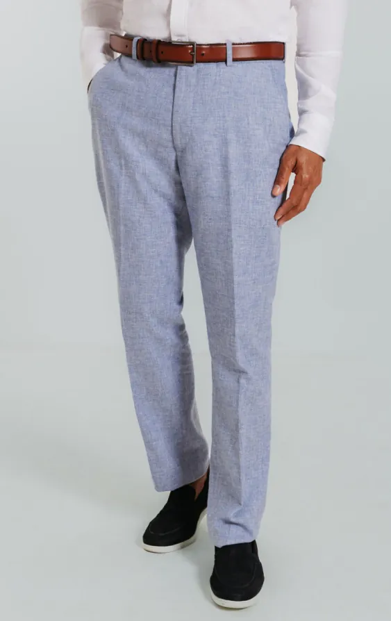Dobell Leinen Hose, Hellblau