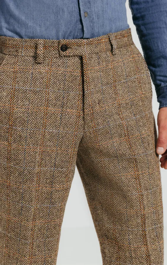 Harris Tweed Hose, Braun, Großes Karo - photo 1