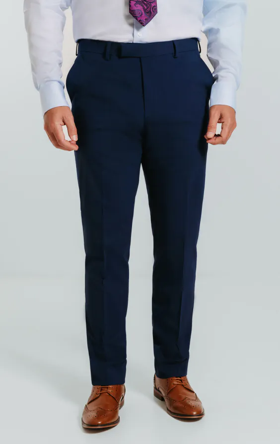Dobell Blaue Slim-Fit Anzug Hose