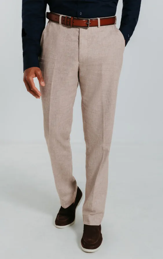 Leinen Anzug, Sandfarben, Slim-Fit, 3-Teilig - photo 6