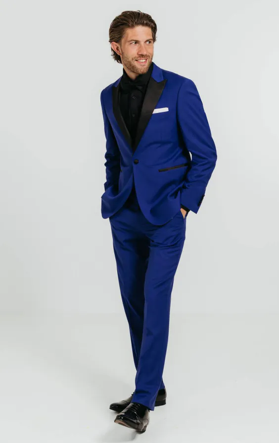 Leuchtend Blau Smoking mit Steigendem Revers - photo 1 Leuchtend Blau Smoking mit Steigendem Revers - photo 1