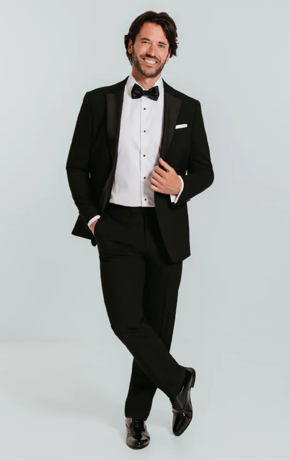Schwarzer Slim-Fit Smoking mit Fallendes Revers - photo 1