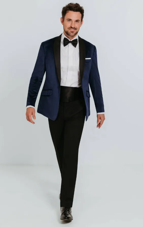 Smoking, Slim-Fit, Marineblau, Samt - photo 1 Smoking, Slim-Fit, Marineblau, Samt - photo 1