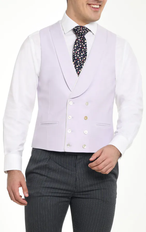 Lavendelfarbene Twill Traditionelle Hochzeitsweste mit Schalkragen Lavendelfarbene Twill Traditionelle Hochzeitsweste mit Schalkragen