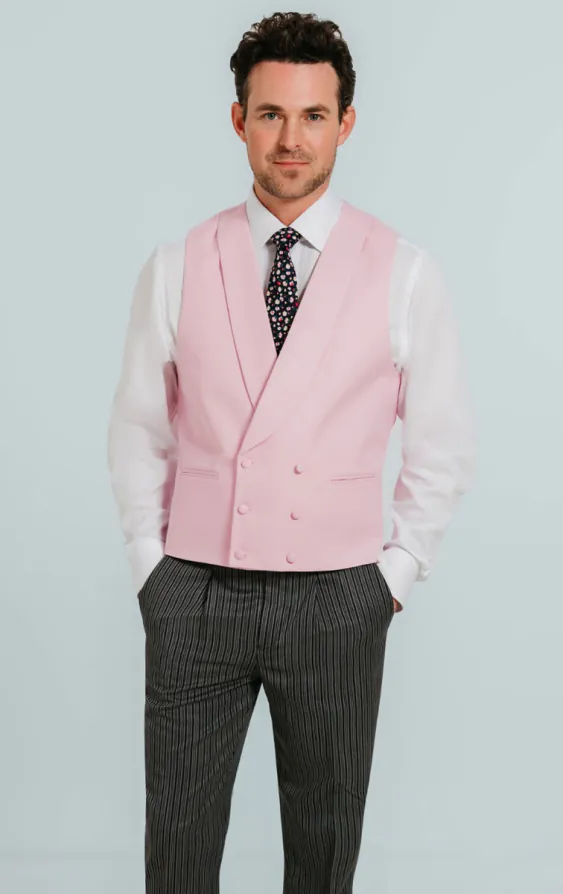 Traditionelle Hochzeitsweste, Pastelpink, Schalkragen
