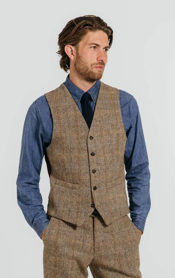 Harris Tweed Anzug Braun, Großes Karo - photo 8