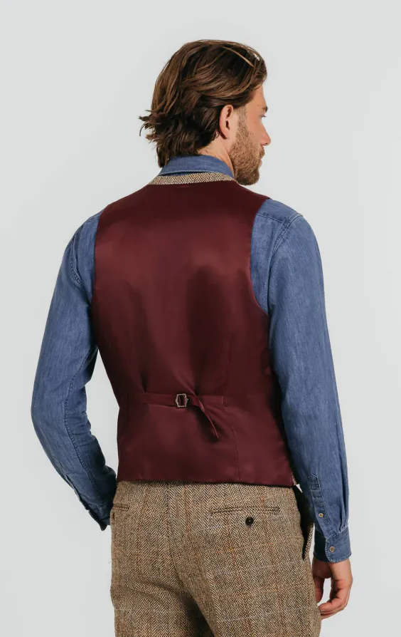 Harris Tweed Weste, Braun, Karomuster - photo 2
