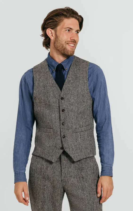 Harris Tweed Jackett, Grau, Fischgrätenmuster - photo 6