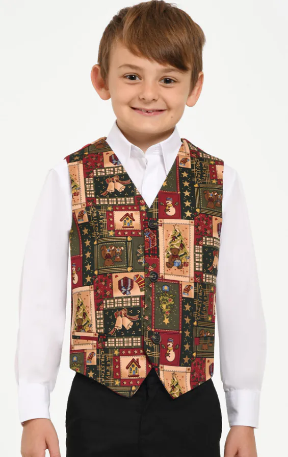 Grün Vintage Weihnachten drucken Weste für Jungen