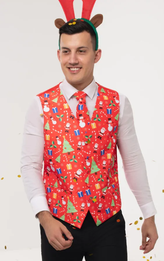 Weste, Rot, Weihnachtspaß Weste, Rot, Weihnachtspaß