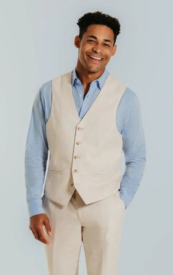 Leinen Blazer, Cremefarben - photo 6