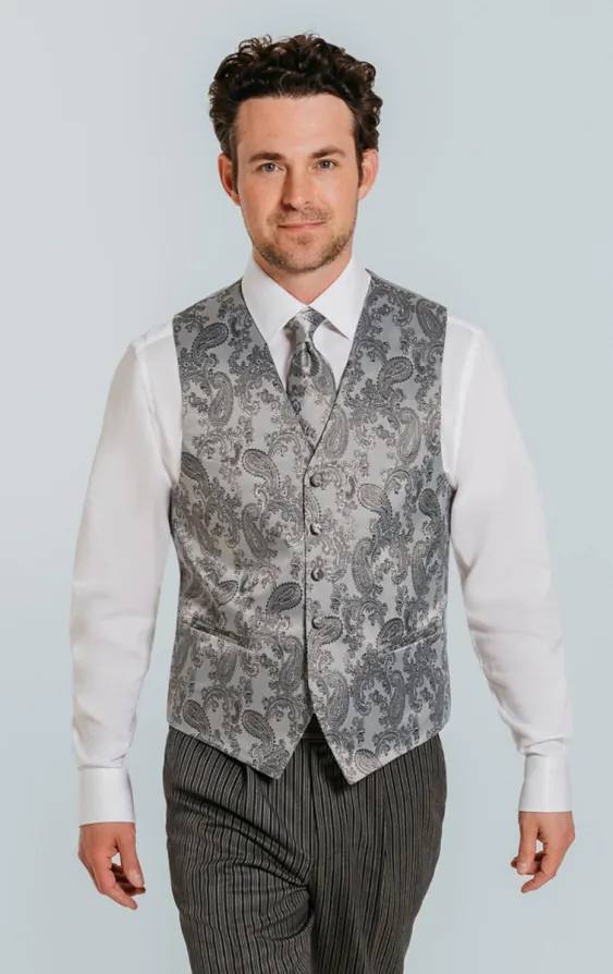Weste, Paisley, Grau