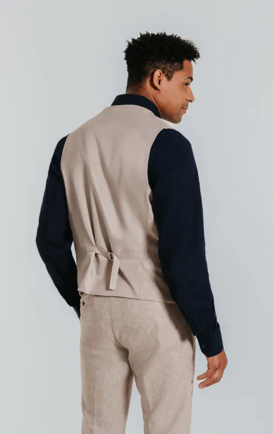 Leinen Weste, Sandfarben, Slim-Fit - photo 2