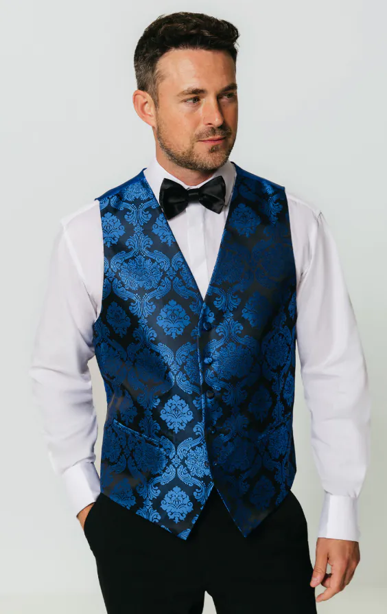 Viktorianische Jacquard Weste in Blau Viktorianische Jacquard Weste in Blau