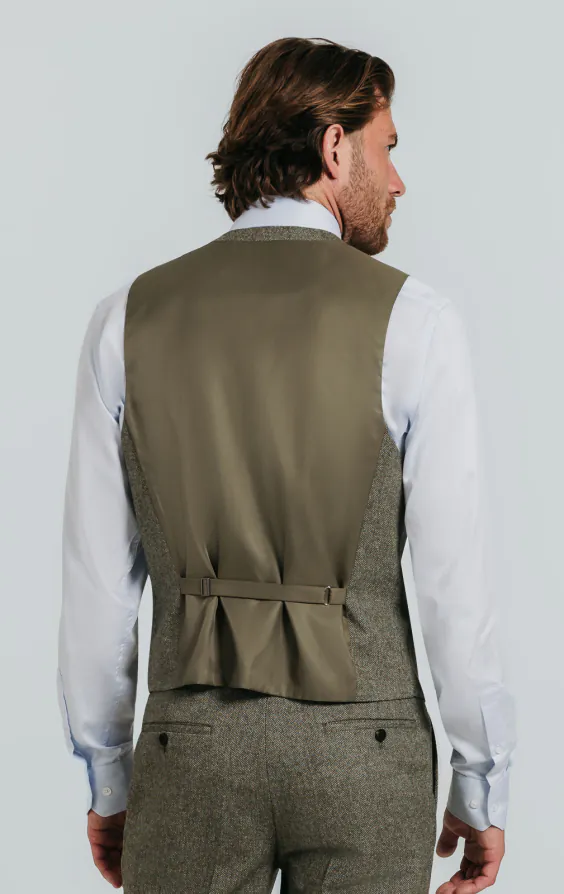 Salbeigrün Fischgrätenmuster Tweed Anzug Weste - photo 2 Salbeigrün Fischgrätenmuster Tweed Anzug Weste - photo 2