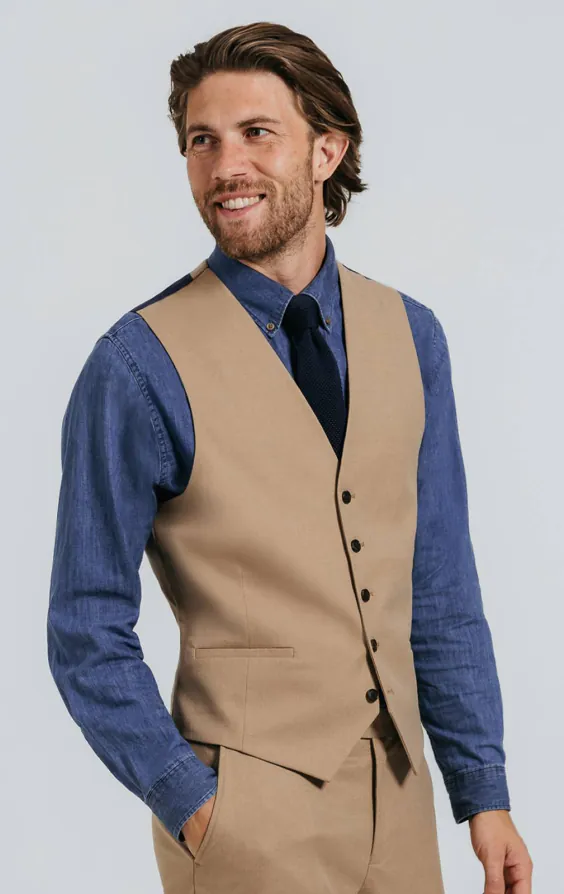 Kamelbraun Twill Weste