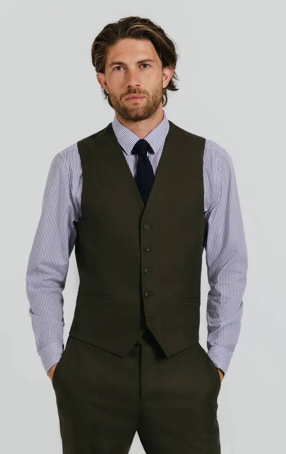 Dunkelgrün Twill Weste Dunkelgrün Twill Weste