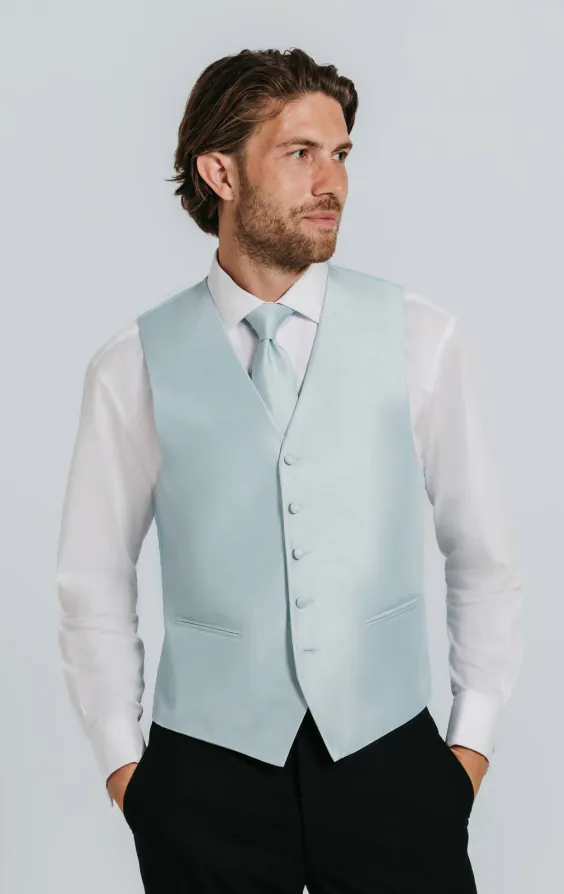 Puderblau Weste, Dupion-Optik