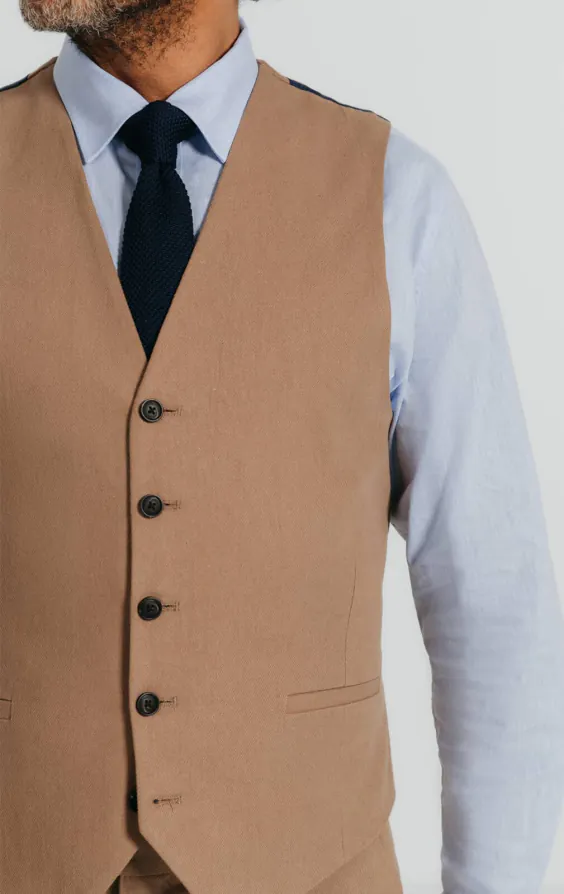 Braune Weste aus Leinen-Twill - photo 1